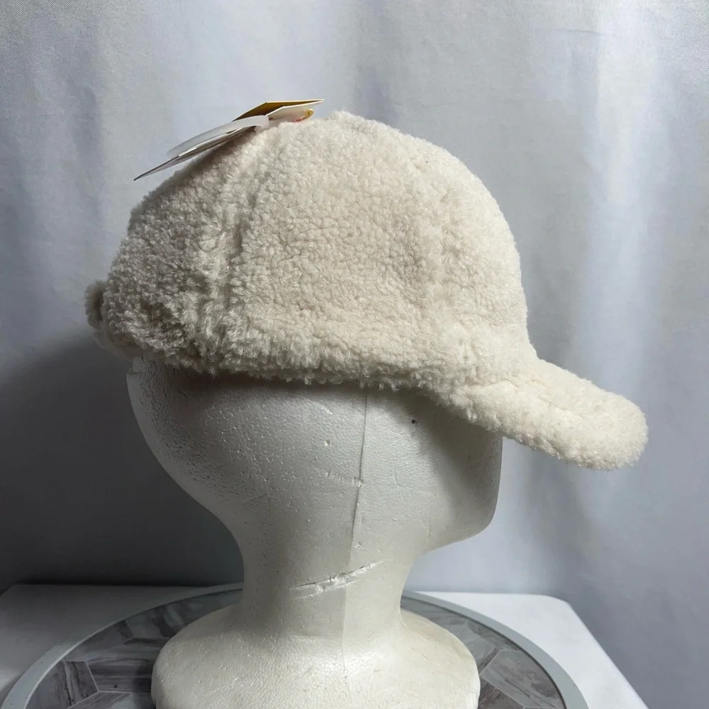 Cat & Jack Off-White Sherpa Satin Lined Baseball Cap OSFM NWT 2024